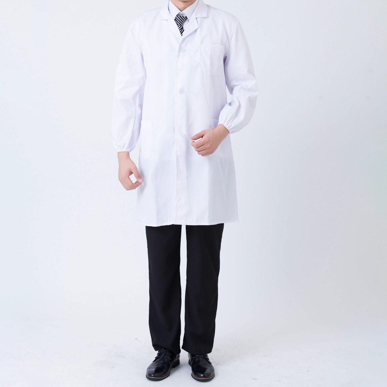 Medical Lab Scientist - 医学生白い白衣、伸縮性のある袖口付き、病院科学者学校向けの肌に優しいデザイン