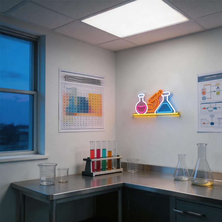 実験室用具LEDネオンサイン、ビーカーのアイコン科学実験室ア - Medical Lab Assistant のレビューと価格